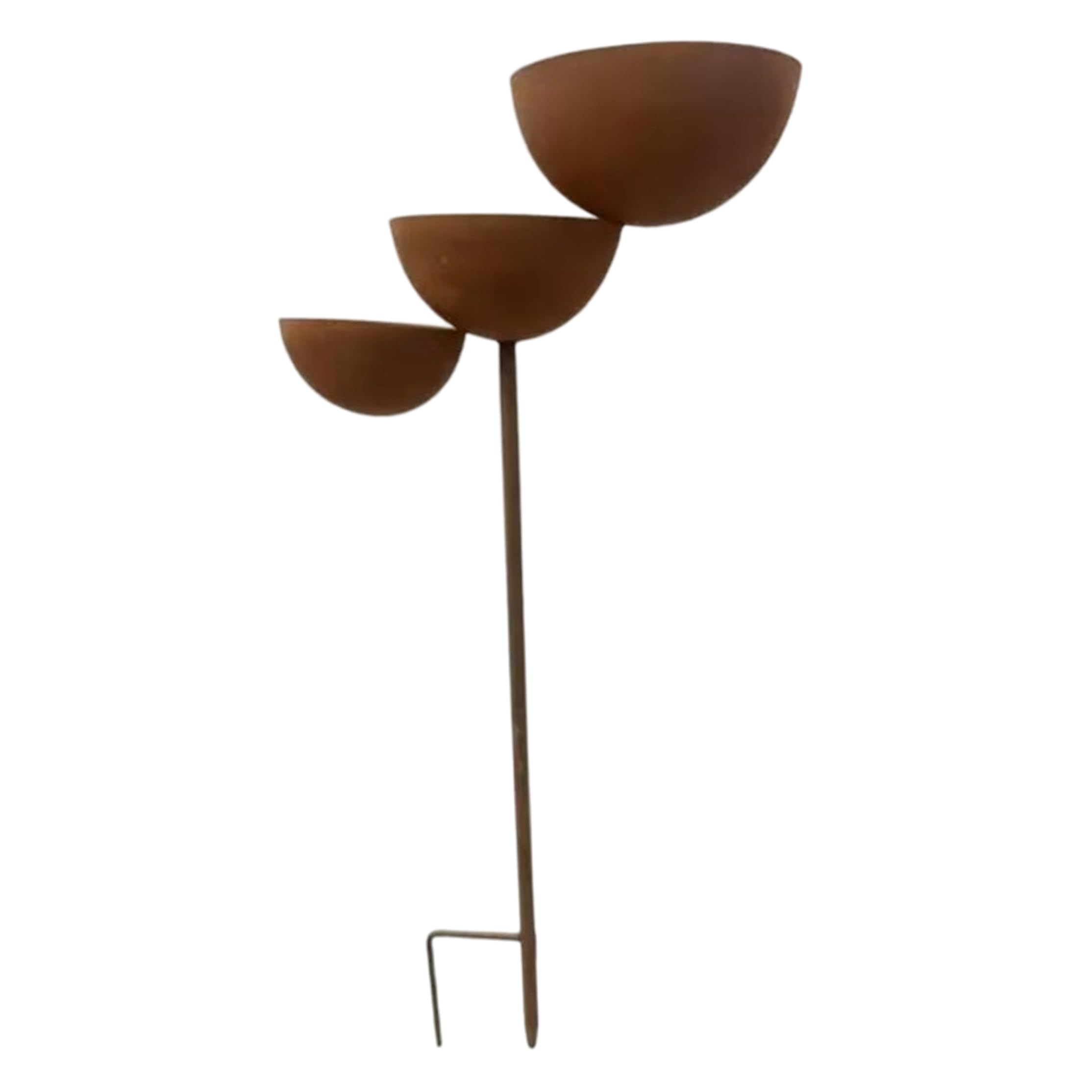BEAHING Bee Watering Station Metal Bird Bath For Garden 3-tiered Bowl Ground Stake, Dark Brown, 9.1×24.0 Inch, Bee Bath for Garden