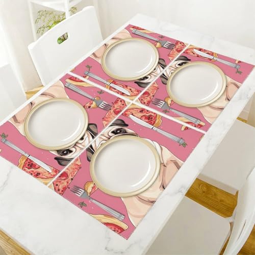 Set de table en toile carlin et pizza x6, 45x30 cm抗皱隔热垫 - 5