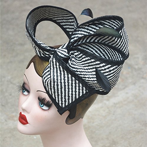 Lawliet Womens Retro Black Mix White Sinamay Floral Fascinator Bow Hat #TOP7