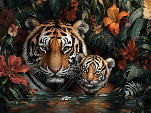 Pintar por numeros adultos animales kit DIY de pintura al oleo 40x50cm con pinceles