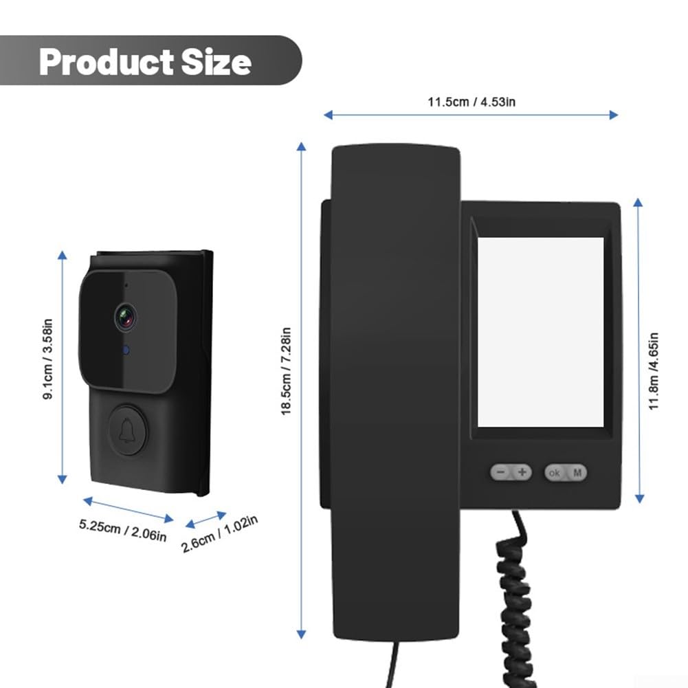 Videocitofono con schermo IPS da 3,5 pollici, comunicazione bidirezionale wireless, visione notturna a infrarossi, nessuna configurazione Internet, campanello regolabile per uso domestico (nero)