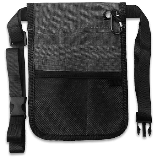 ASA Techmed Nurse Fanny Pack – Medical Waist Pouch with Pockets & Tape Holder for Stethoscope & Supplies – Nurse Belt Perfect for Nurses, CNAs & RNs - Gray