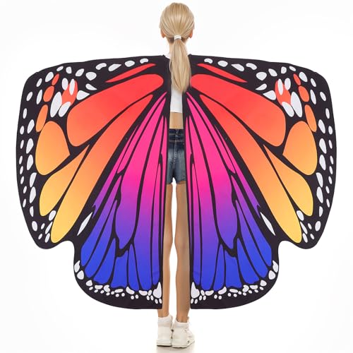 BESPORTBLE Frauen Schmetterling Kostüm Umhang Schmetterling Schlinge Cosplay Schmetterling Flügel für Halloween Karneval Cosplay Stoff Mädchen...