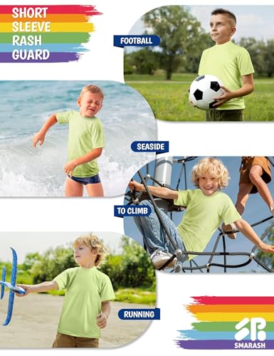 Image of Boy's UPF 50 Rash Guard Swim Shirts Short Sleeve Sun Protection SPF Fishing Surfing Water Beach Shirts Quick Dry