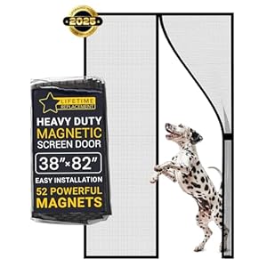 Flux Phenom Magnetic Screen Door – Upgraded Fine Weave Mesh Screen, Heavy Duty 52 Magnets, No-Gap Seal, Pet & Scratch Resistant, Bug Proof, Includes 2 Easy Install Kits, 38″x82″