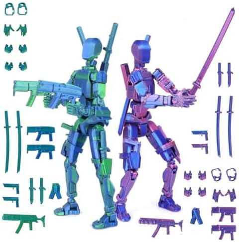 Starnearby 2Pcs T13 Assembly Completed Lucky 13 Action Figure, 3D Printed Multi-weapon Set Titan 13 Action Figure Dummy13 with 9 Weapons & 3 Hands, Presents Collectors Desktop Decorations
