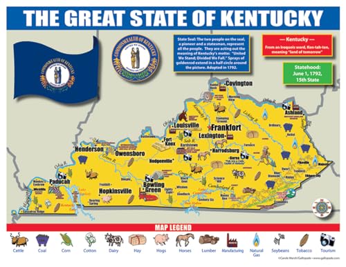 Carte du Kentucky étudiants Gallopade 9780635106445 pour réussir ses examens de géographie