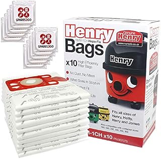 Numatic Hepa-Flo Dust Bags + Freshener Tabs for Henry Hetty Harry James Vacuum Cleaner (Pack of 10)