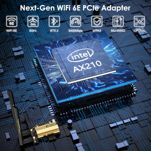 WAVLINK AX5400M WiFi Card, WiFi 6E PCIe Network Card Tri-Band AX210 Wireless Adapter with Bluetooth 5.3, MU-MIMO, WPA3, OFDMA, Low-Profile Bracket, Heat Sink for Windows 10/11 PC - Image 3