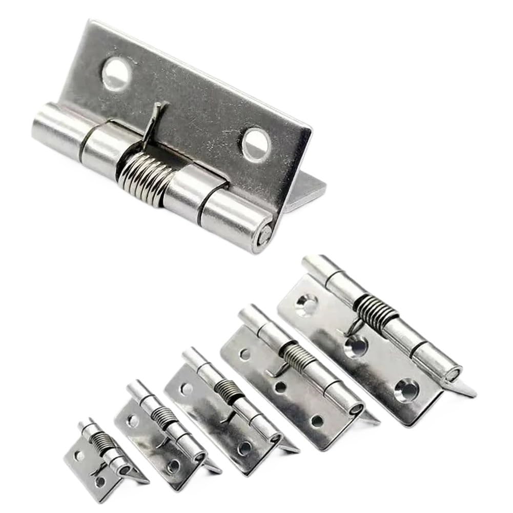 Aiqijohi 1 Inch Door Hinges 2Pcs Spring Hinges Self Closing Stainless Steel Door Hinge Hardware 1/1.5/2/2.5/3/4Inch For Doors Gif Boxes Cabinets(1 Inch)