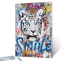Graffiti Singe Couleur par numéro pour adultes, Kits de peinture à l'huile numérique DIY sur toile avec pinceaux et pigment acrylique, style dessin animé animal pour la décoration murale de la maison Graffiti Singe Couleur par numéro pour adultes, Kits de peinture à l'huile numérique DIY sur toile avec pinceaux et pigment acrylique, style dessin animé animal pour la décoration murale de la maison