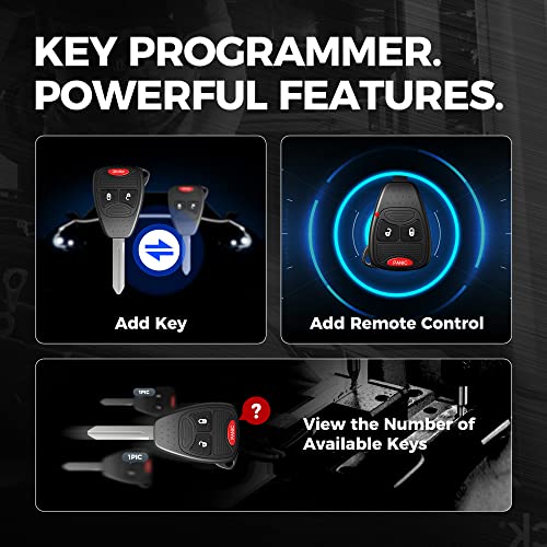 Key Fob Programming Tool&Key Fob Set TOPDON TOPKEY Car Key Programmer for Jeep Dodge Chrysler, Works with Android&iOS Phone Tablet, 10 OBD2/EOBD Functions for DIYer, Mechanics, Locksmiths Black