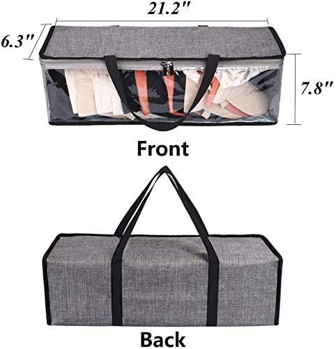 2 Packs Hat Storage,Baseball Cap Organizer, Hat Bag for Travel,Cap Holder,Hat Case with Carry Handles and Dual Zipper,Holds Up to 19 Hats,Portable/Visible/Dust Proof Design(Gray) - Thumbnail 2