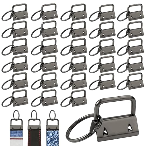 60 Piezas Hardware para Llavero Hardware de Muñeca 25mm Llavero de Hardware de Pulsera Metal Clips Herrajes para Cierre de Cordón para Manualidades de Tela de Cordón de Bricolaje(Negro)