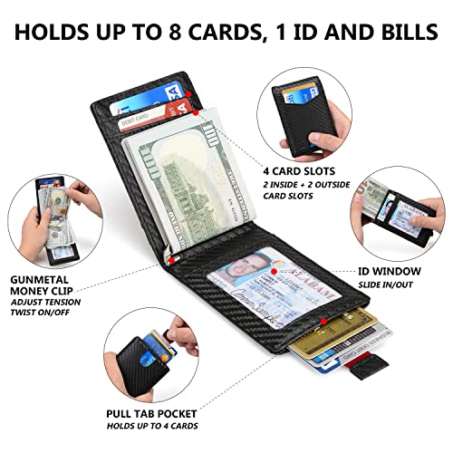 KM Legend RFID Blocking Leather Money Clip Wallet for Men - Slim Bifold Front Pocket Credit Card Holder with Secure Clip3