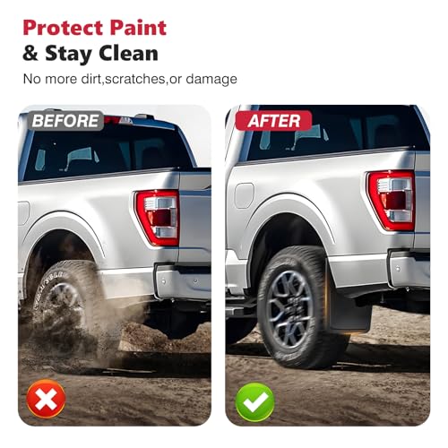 Image of Sunsdrew Mud Flaps for 2021-2026 Ford F150 Accessories- 4PCS Front & Rear Splash Guards - No-Drilling All Weather Exterior Mud Guards (Not fit Raptor Models)