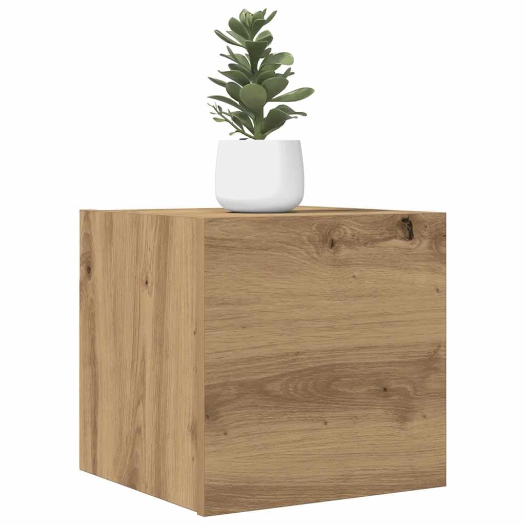 Armadietto da parete per TV, 2 pezzi, rovere Artisan, 30,5 x 30 x 30 cm, montaggio a parete con 2 scomparti, per soggiorno, camera da letto, multimediale e gaming, ripiano angolare