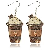 mintolex Mintolex 2023 Fall Thanksgiving Earrings for Women Trendy Wood Sunflower Maple Leaves Pumpkin Coffee Cup Dangle Earrings Jewelry Gifts for Thanksgiving Day(Ice Cream Cup)