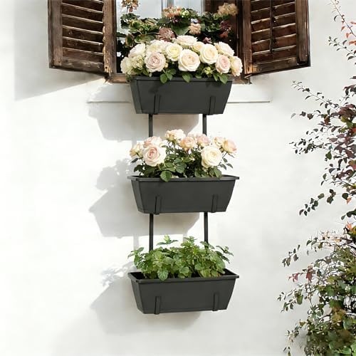OYEAL Railing Planter Box 3-Tier Vertical Hanging Planters Outdoo...