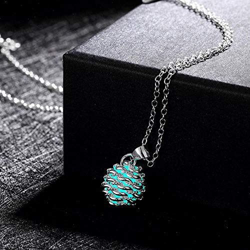 Preisvergleich Produktbild Good dress Geometrische Unisexzink-Legierungs-Kabel-Ketten-An... Reihen-Runde Leuchtende Halskette, Cyan