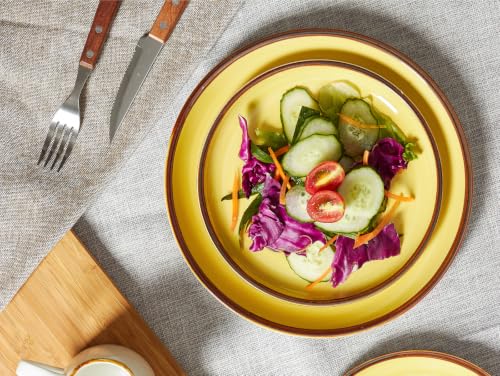 Image of ONEMORE Porcelain Dinner Plates 8.5 inch Dessert Salad Plates Ceramic Plates with Speckle Serving Dishes Set of 4, Microwave, Oven and Dishwasher Safe