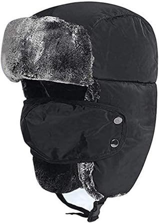 Cartoon Winter Hats Ski Cap for Girls Boys Windproof Thermal Fleece Trapper Hat with Earflap Face Warmer