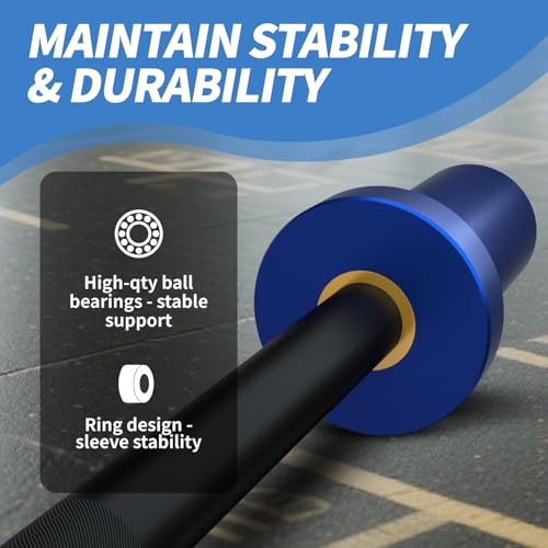 EGLES Kids Barbell 5.5LB Mini Barbell Bar 4ft for Kid Women & Beginners Weighted Bar - Compatible with 2-Inch Weight Plates, for Strength Training Gym Weight Lifting, Blue & black Training Bar - image 4