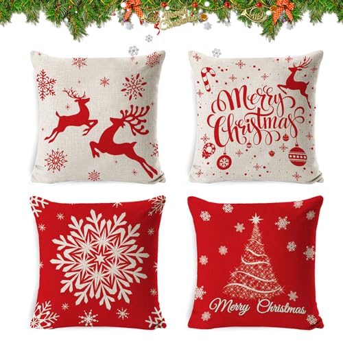 Cojines Navideños 4 Pcs Fundas Navideñas