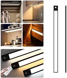 Luz de LED regulável em 3 cores com sensor de movimento, linear e olho de gato, preta, 40CM, para cozinha, guarda-roupa e quarto