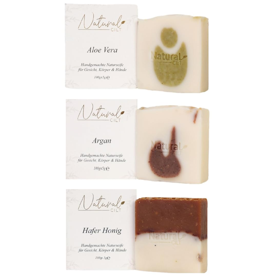 3x Natural Cilt Mix Set Seife - Geschenkset - 100% Naturseife - ohne bedenkliche Inhaltsstoffe - Zertifiziert - Handgemacht - Duschseife für alle Hauttypen - Duschgel - Naturkosmetik