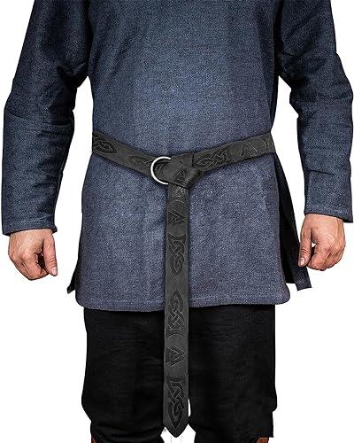 Medieval Viking Belts - Celtic Knot Embossed PU Leather O Ring Knight Belt Retro Renaissance Cosplay Costume Accessory2