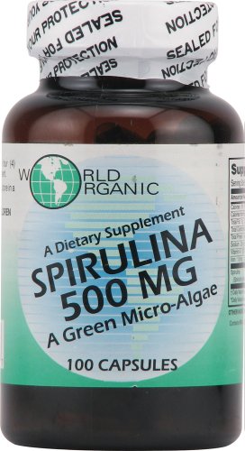World Organic Spirulina - 500 mg - 100 Capsules