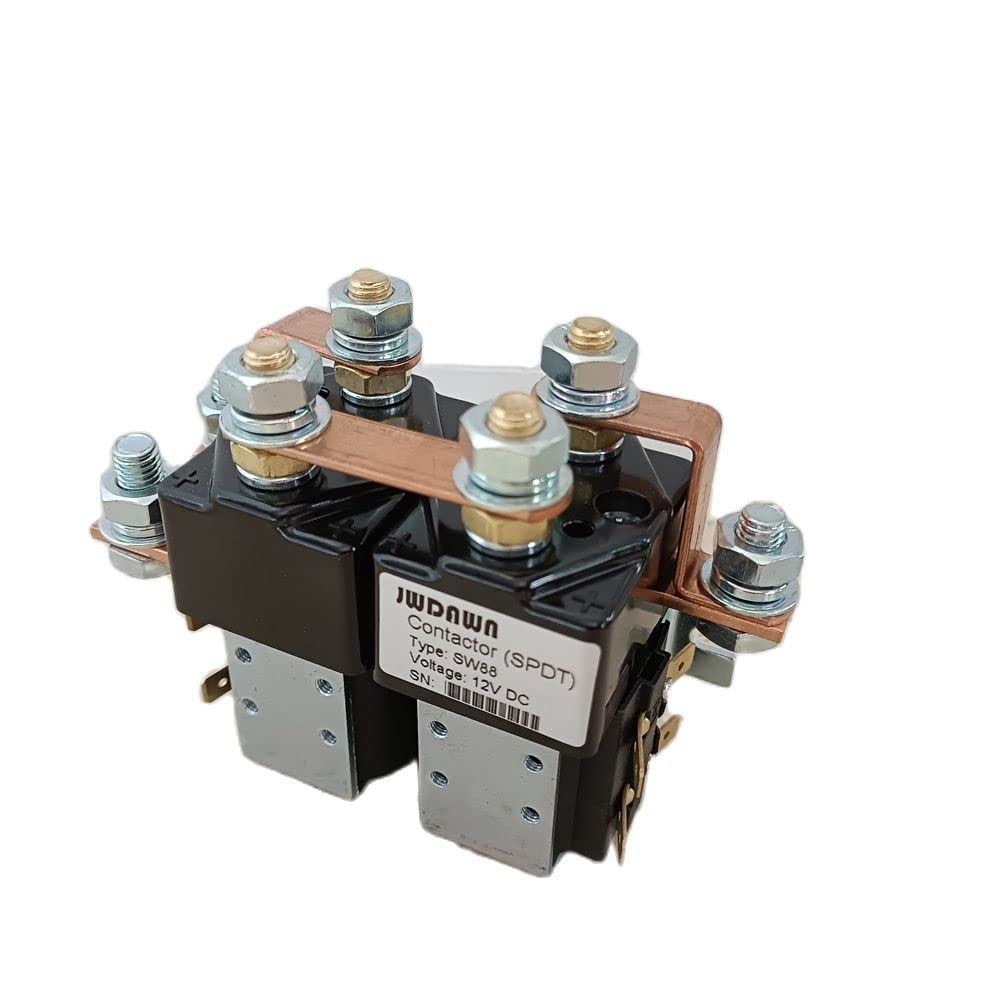 SPDT Motor Reversing Contactor SW88 12V 24V 36V 48V 72V 80V 100A Replace Albright SW88 Changeover Solenoid Relay Reverse Polarity Switch 12 24 36 48 72 80 Volt 100 Amp (SW88 12V)