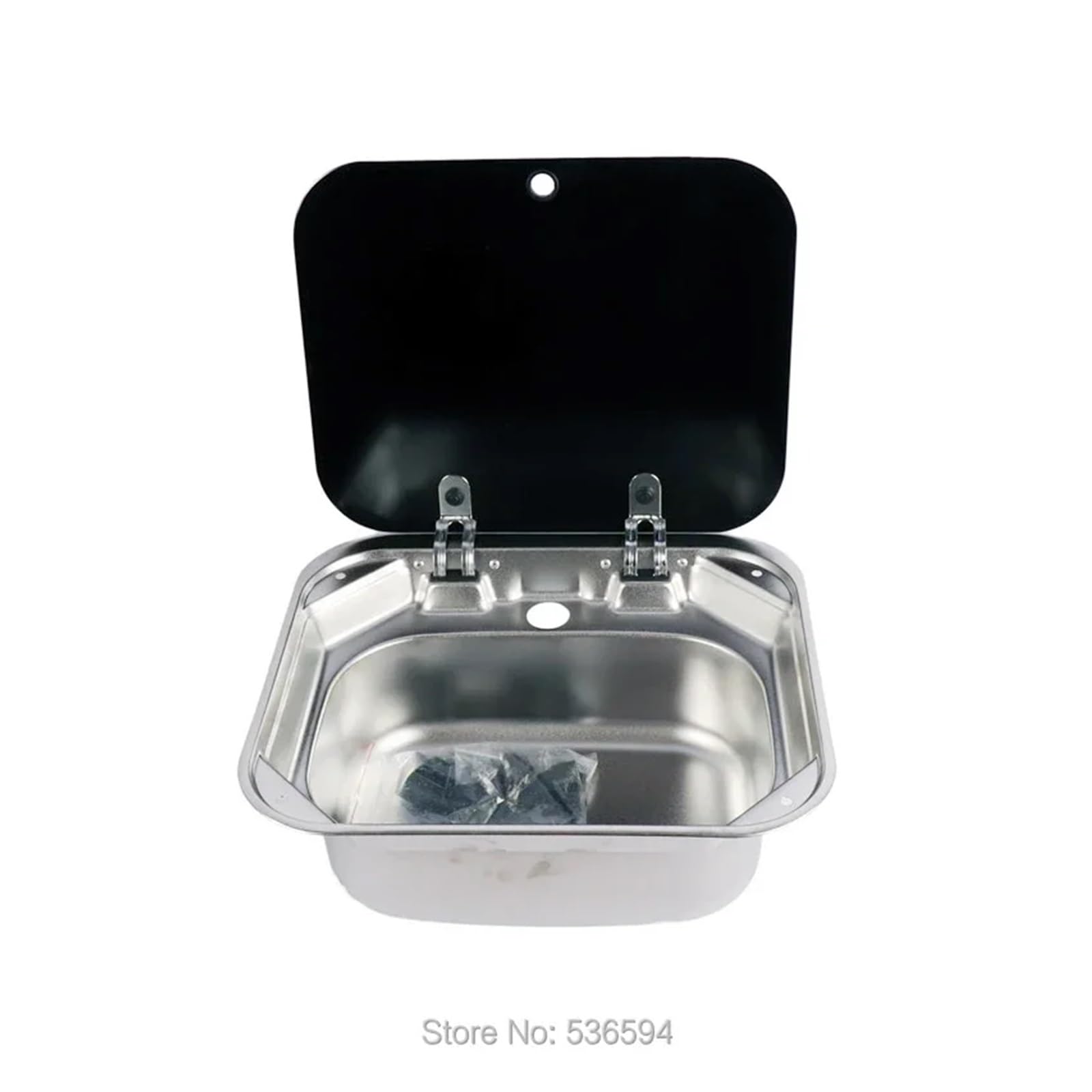 Umywalka wpuszczana w ścianę RV 304 ze stali nierdzewnej z pokrywą, zlew ze składanym kranem do kampera, przyczepy kempingowej, łodzi, kampera, baru(With Curved drain)