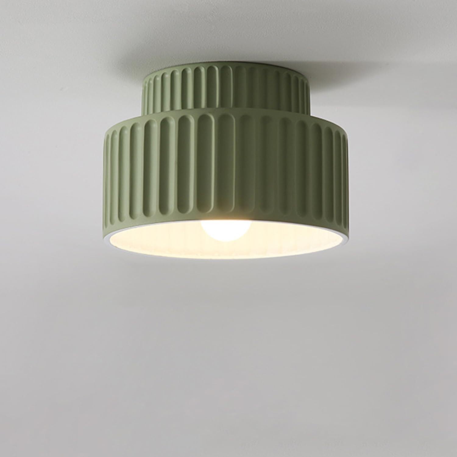 DUddTTW Corridor Ceiling Light Fixture E27 Semi Flush Mount Lighting Resinous Ceiling Lamp Pendant Close to Ceiling Light Porch Chandelier(Gr�n)