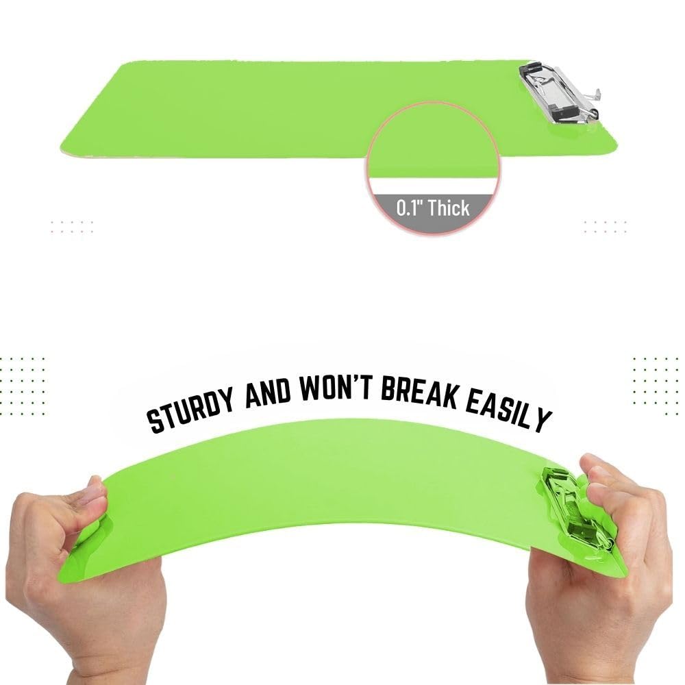 Bambalio Tavoletta portablocco in plastica, 35,5 x 24,7 cm, per disegno/scrittura/portablocco con clip, robusta, leggera per ufficio, scuola, università (verde scuro)