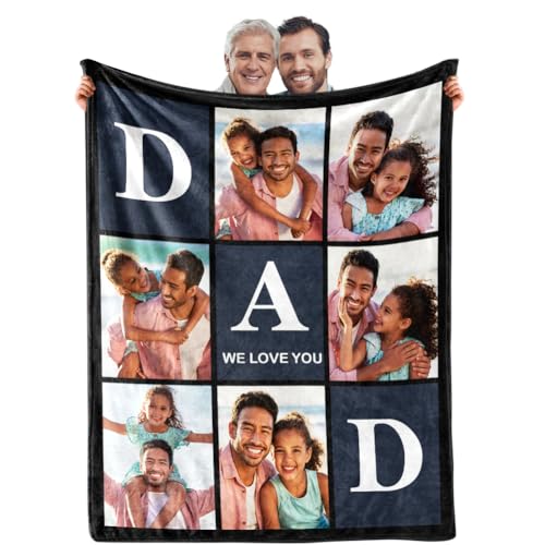 Fathers Day Blanket Personalized Gifts for Best Dad Husband Custom Blanket with Picture Customized Photo Blanket Best Dad Ever Gifts from Daughter Son Kids Wife Birthday Gift for Daddy Papa Grandpa
