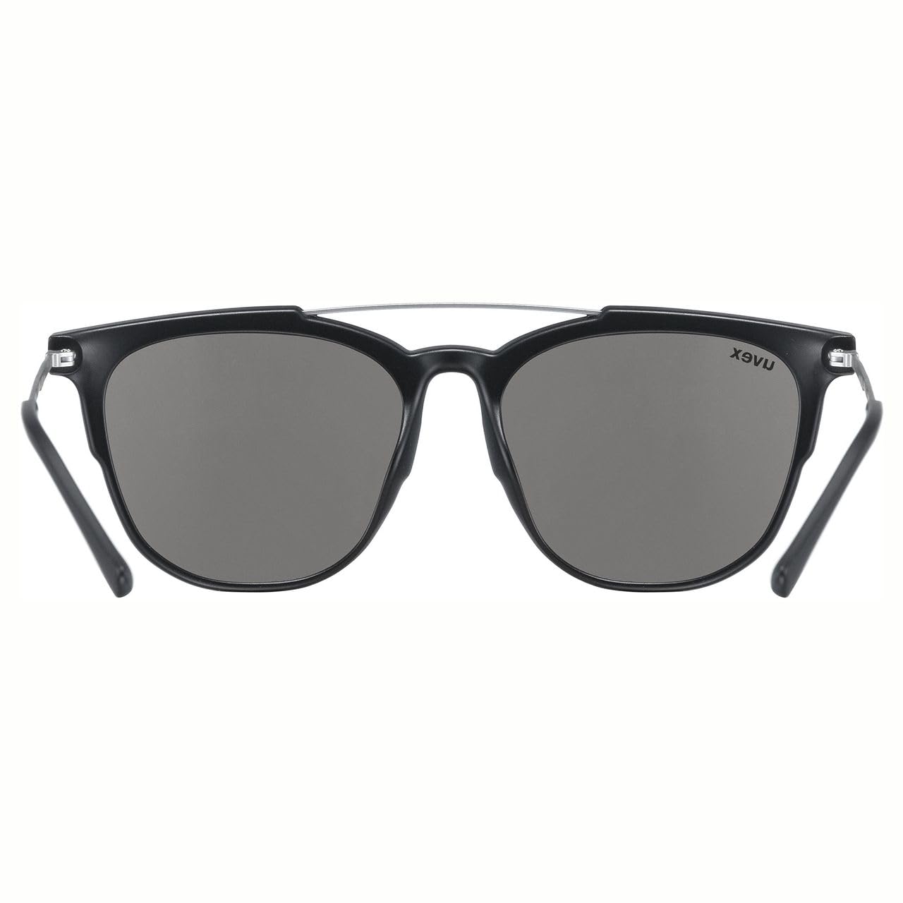 Uvex LGL 46 Sonnenbrille, black matt/silver, one size | starker Schutz vor Sonnenstrahlung - inkl. uvex Schriftzug auf den Bügeln
