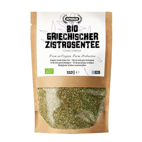 APSOGO Bio Zistrosenkraut aus Griechenland - Cistus Tee Premium Qualität & ausgezeichneter Geschmack - Zistrosentee (100gr)