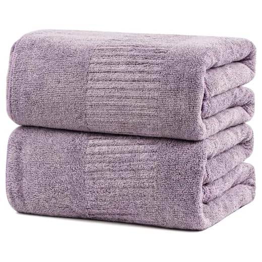 Bamboo Towels, Oversized Bath Towel Set (35" x 63"), Highly Absorbent & Quick-Dry Bath Sheet,Super Soft Multipurpose Use for Hotel,Spa,Bathroom,Sports Towels, Yoga Towel, Purple (Set of 2)