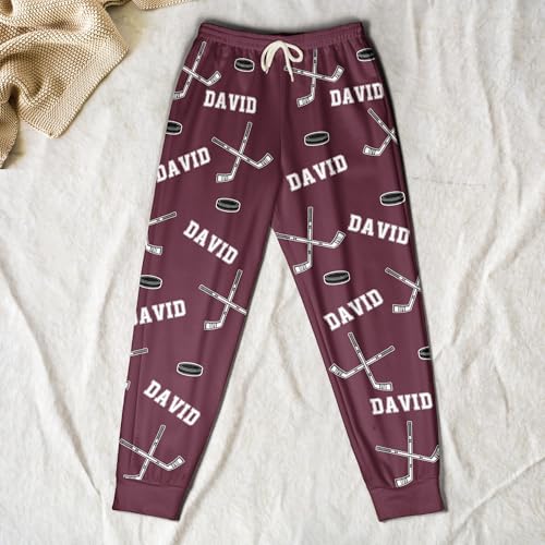 Personalized Hockey Sweatpants - Custom Name Sweatpant Senior Night Gifts 2025 for Players Coaches Fans - Men Women Hockey Lover Jogger Pants for Christmas Birthday, Custom Sports Pants Gift