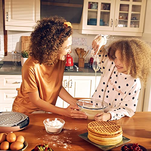 Karaca Funday Waffle Maker Silver, Non-Flammable Non-Stick Plates, Even Heat Distribution, Granite Plates, Bakes Waffles İn 4 Minutes, Easy To Clean, Practice