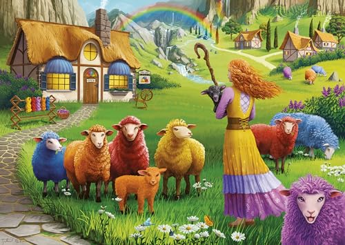 Wonder Forge Happy Sheep Yarn Shop 1000 Piece Jigsaw Puzzle for Adults | Unique, Perfectly-Fitting Pieces | Fun, Vibrant Imagery | Amazon Exclusive