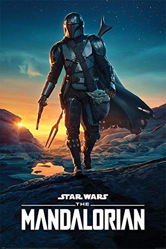 Grindstore Laminated Star Wars: The Mandalorian Nightfall Maxi Poster Large Wall Art Print, Wall Decor, Home Office Classroom Decoration, Gift Idea, Decorative Print 91.5x61cm