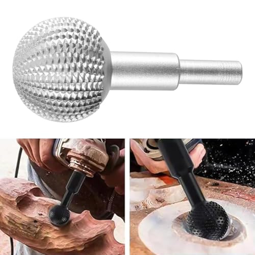 ANCLLO Rotierender Fräser mit Kugel, Holzschnitzwerkzeug 40 mm Durchmesser aus Kohlenstoffstahl zum Holzbearbeiten und Polieren, Holzschnitzen und Schleifen mit einem kugelförmigen Schleifkopf