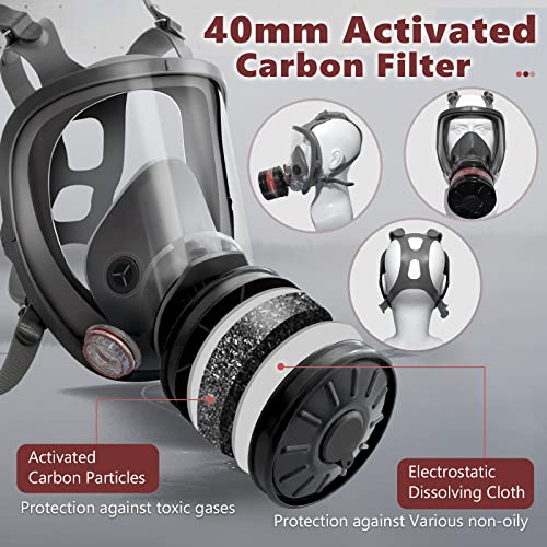 Full Face Gas Mask - Gas Masks Survival Nuclear and Chemical with 40mm Activated Carbon Filter for Organic Vapor - Image 4