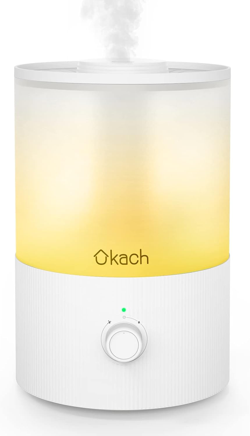 Ukach Humidifiers for Bedroom Large Room, 3.6L Cool Mist Humidifier with Essential Oil Diffuser, 24dB Quiet Ultrasonic Humidifiers for Baby, Top Fill Humidifier with 7-Color Light, BPA Free (White)