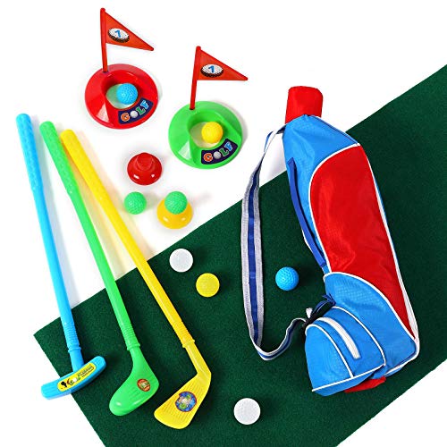 TOMYOU Kids Golf Club Set – Golf Bag with Hitting Mat, Toddler Golf Toy, Indoor & Outdoor Sports Toys, Gift for Boys, Girls 3 4 5 6 Year Old [Exquisite Packaging] - Thumbnail 3