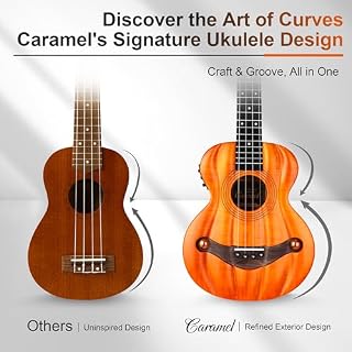 Caramel TEM45 Pumpkin Style Tenor Ukulele – 26 Inch Solid Top Flamed Okoume with EQ, Acoustic Electric Ukulele for Stage Performance & Professionals - Les Beatles, Paul McCartney, John Lennon, RIngo Starr, George Harrison Caramel TEM45 Pumpkin Style Tenor Ukulele – 26 Inch Solid Top Flamed Okoume with EQ, Acoustic Electric Ukulele for Stage Performance & Professionals – Image 4