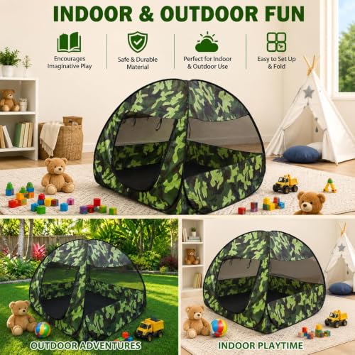 Image of Jungle Printed Play House Foldable Kids Play Tent for Boys & Girls |Lightweight and Portable | Without Balls|Foldable Tent House for Kids Activity Indoor Outdoor (Brown-Black)